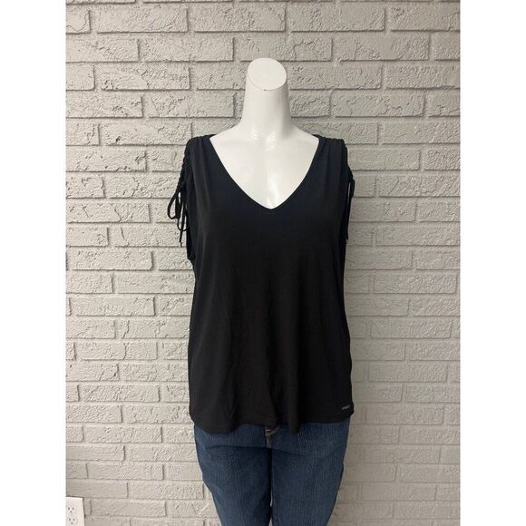 Ivanka Trump Women Black Cold Shoulder Top Size M - Picture 1 of 9